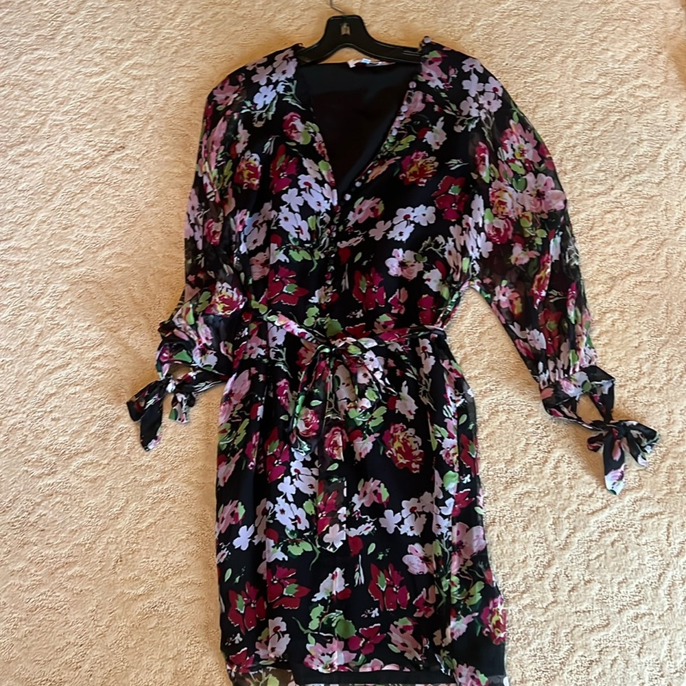 Floral -sheer dress with lining